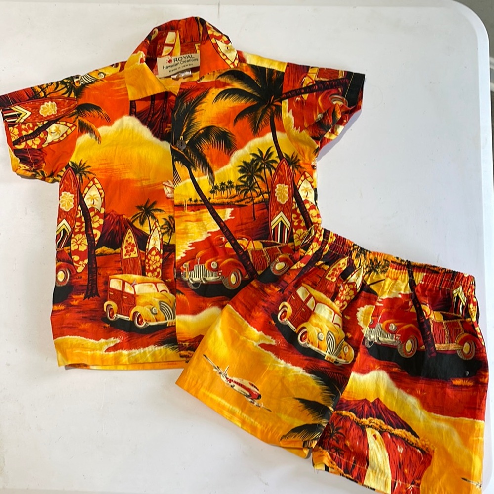 Royal Hawaiian Creations Orange Summer Toddler Set MADE IN HAWAII  Size 1